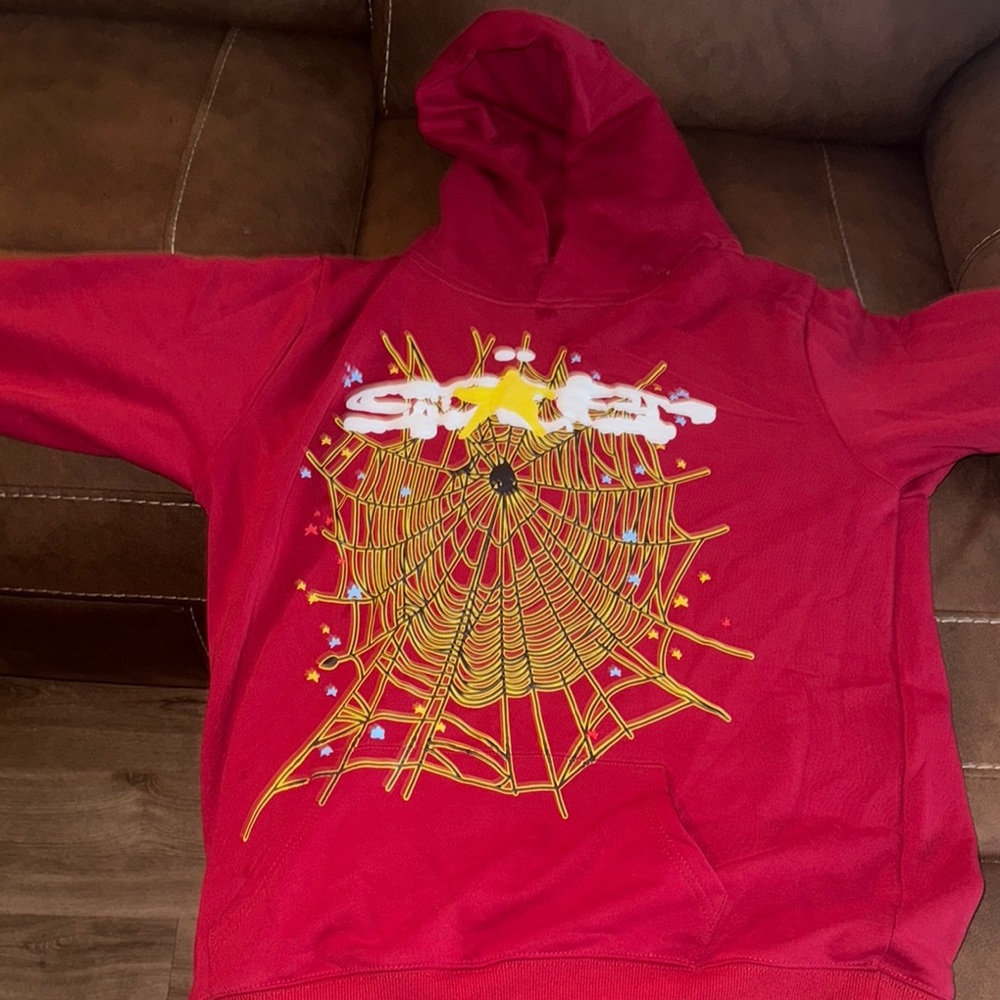 Red Hoodie with Spider Web Design